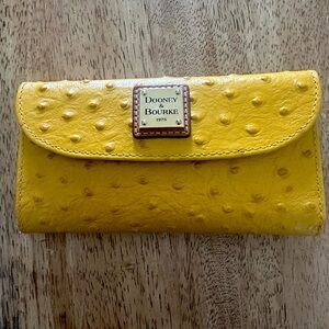 Dooney & Bourke Yellow Ostrich Leather Wallet
